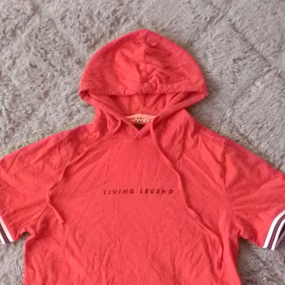 MEN'S RED "LIVING LEGEND" SHORT SLEEVE HOODIE - Picture 3 of 4